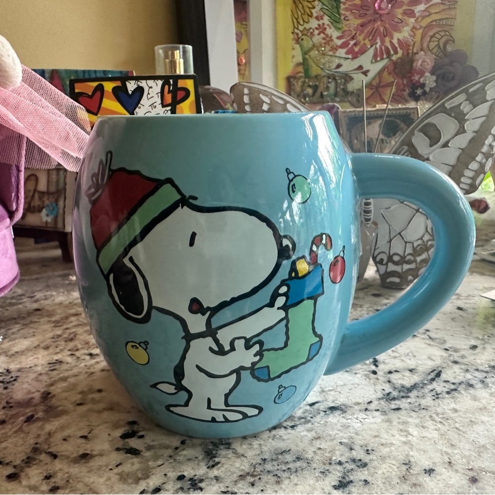 Peanuts Snoopy&Woodstock Holiday Season Blue Mug with Snoopy Design NEW